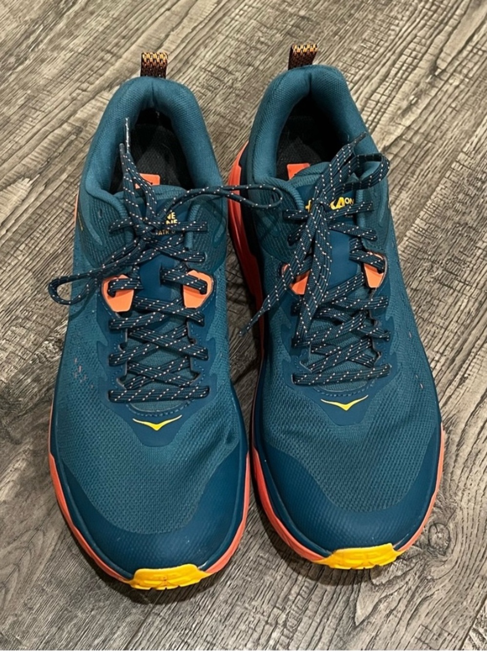 Hoka woman Teal and Orange Trail Running Shoes
